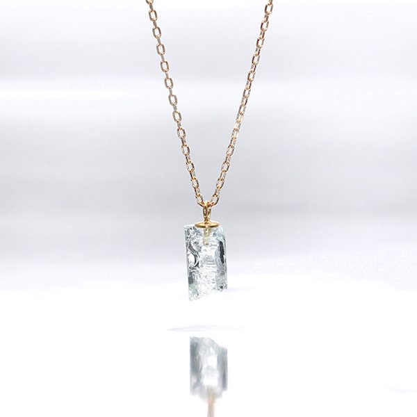 画像3: 【晶】アクアマリン（原石）ネックレスチャーム K18YG（イエローゴールド） No.8