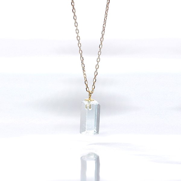 画像3: 【晶】アクアマリン（原石）ネックレスチャーム K18YG（イエローゴールド） No.9