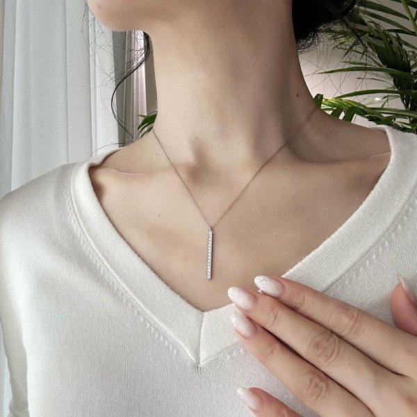 画像10: 【クリスタル】クリスタルダイヤモンドバー ネックレスチャーム Pt950h 