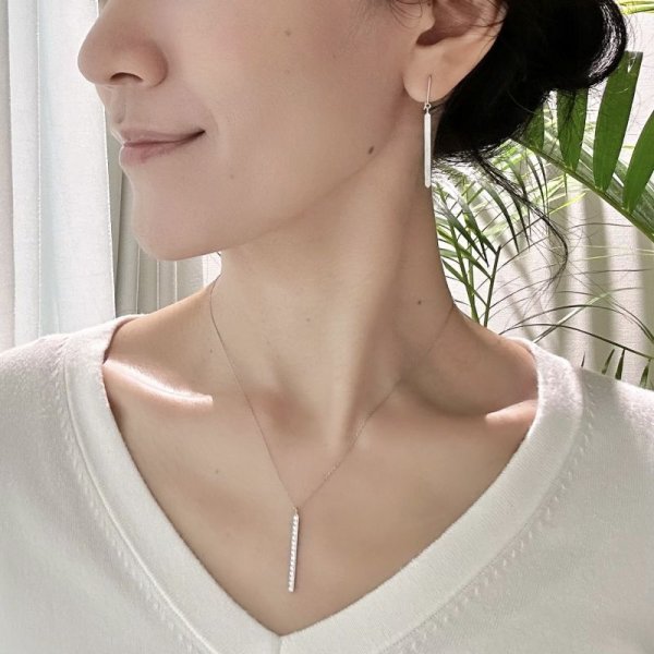 画像10: 【クリスタル】クリスタルバー フックピアス Pt950h 