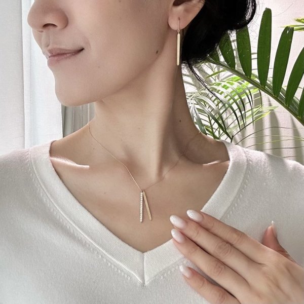 画像13: 【クリスタル】クリスタルダイヤモンドバー ネックレスチャーム K18YG 